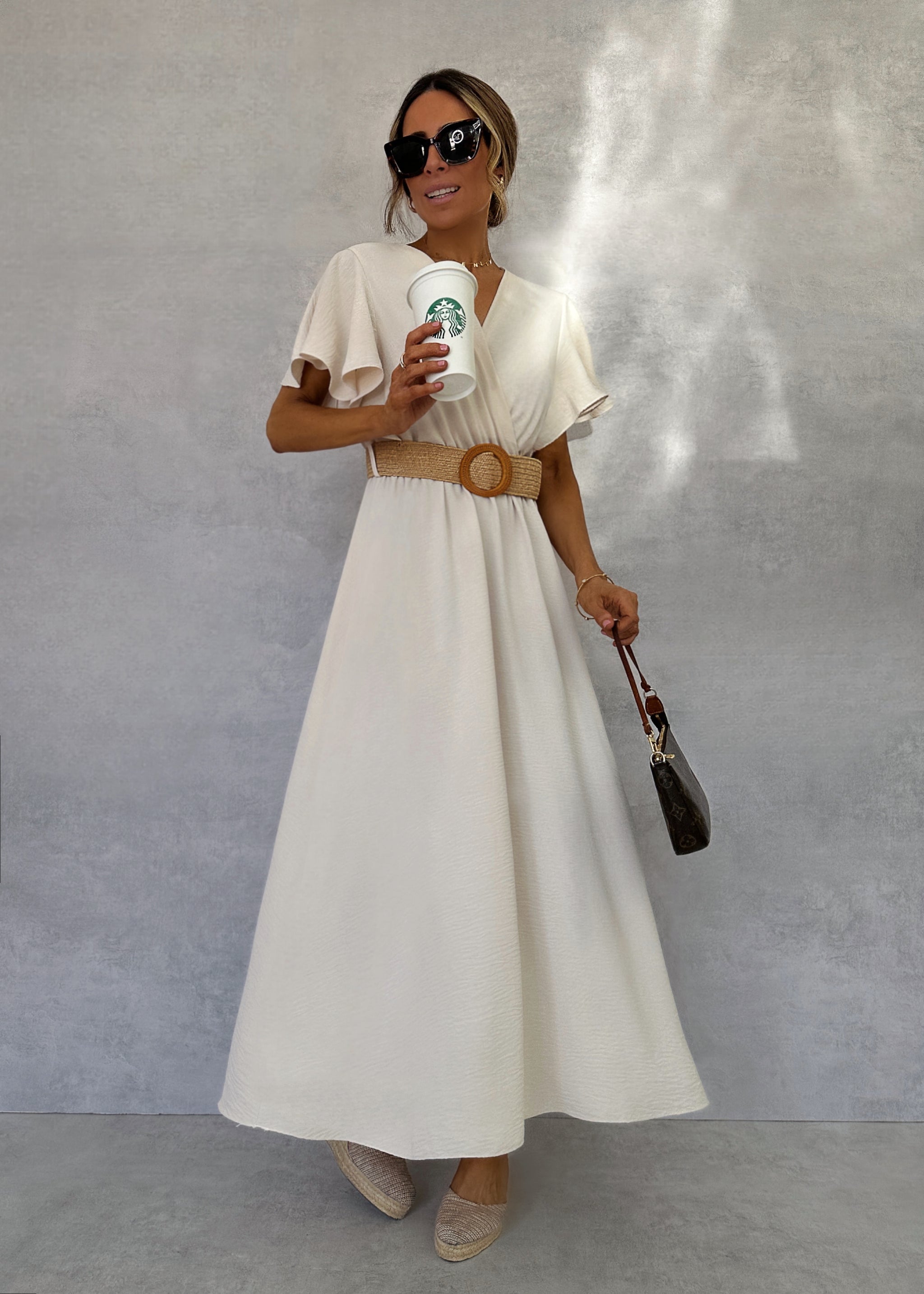 BEIGE DRESS WITH BELT – OHH FRIDAY